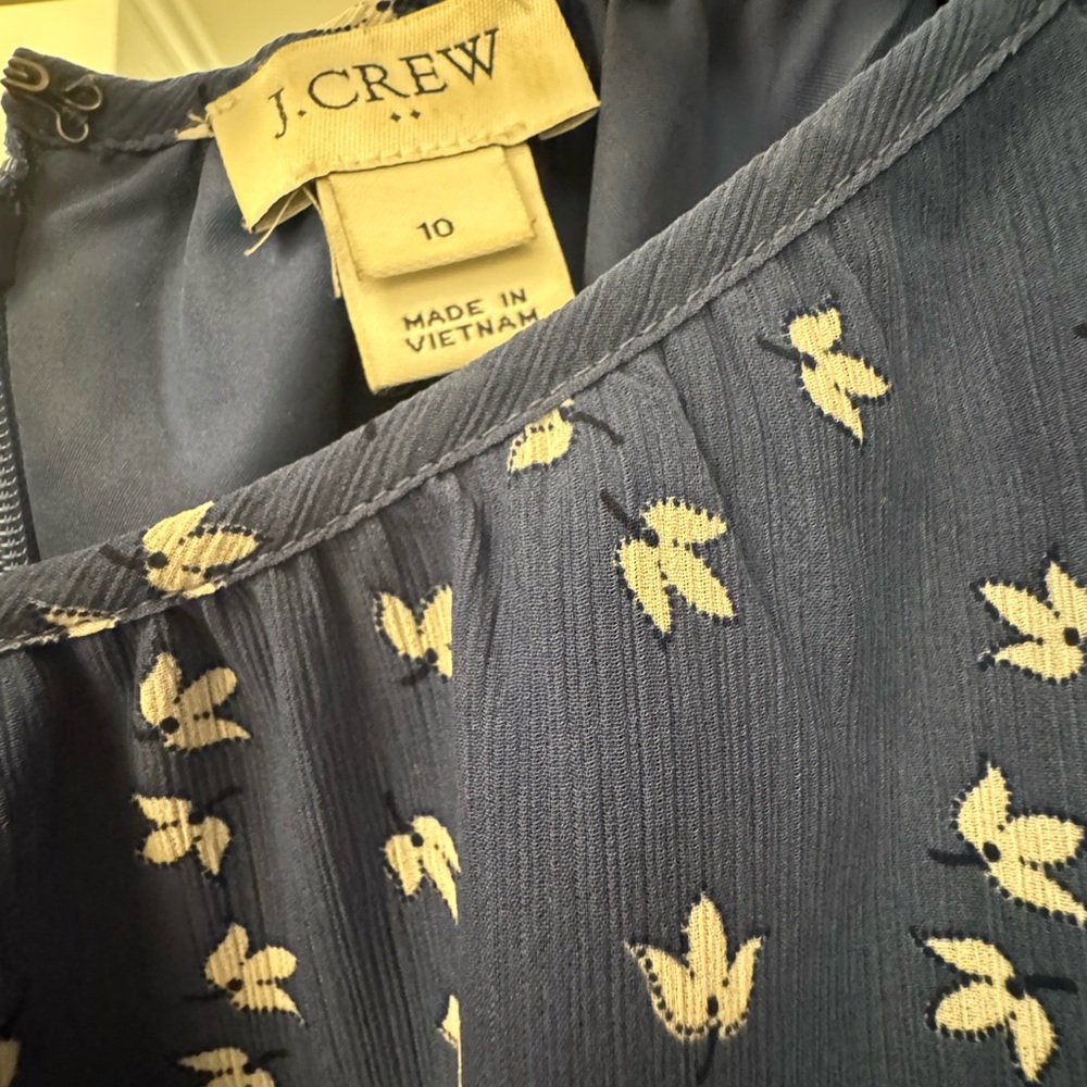 J. Crew blue floral silk midi dress. Size 10. - Picture 3 of 3